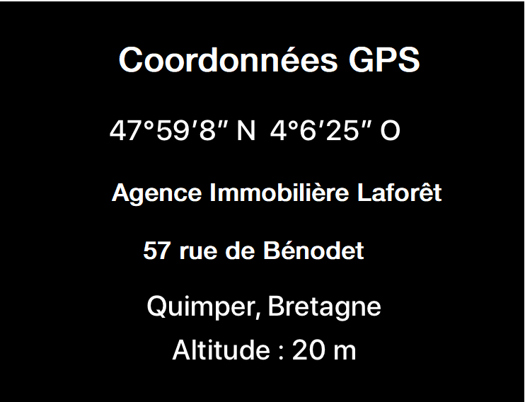 Enregistrez les coordonnées GPS de l'agence immobilière Laforêt Quimper et laissez vous guider !